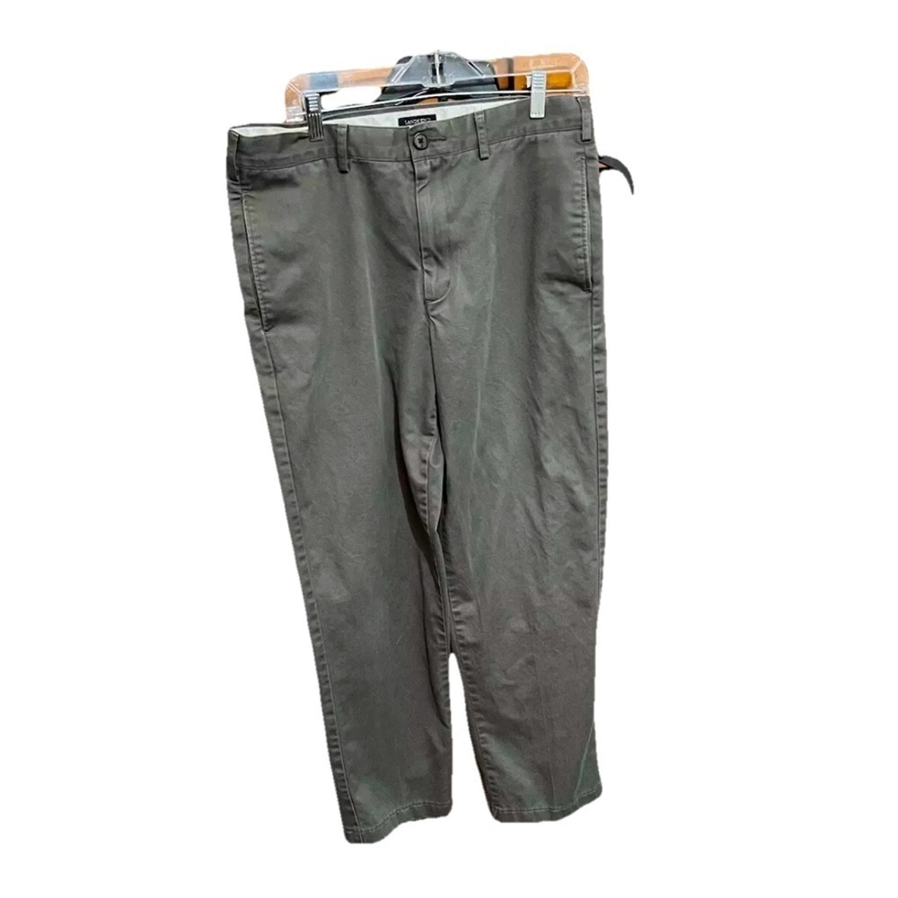 MENS LAND'S END GRAY GREEN PANTS SIZE 33